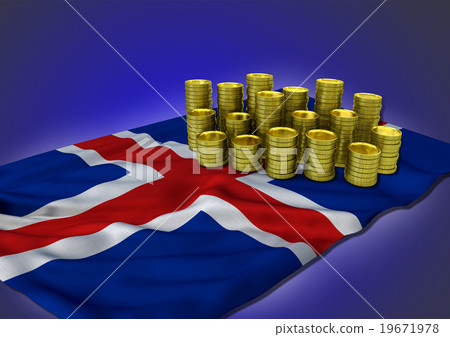 Island economy concept with national flag and Island economy concept with national flag and 19671978