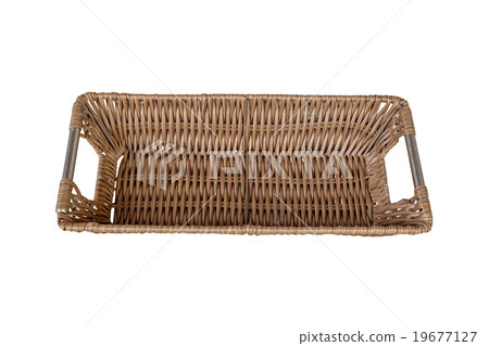 Empty wicker basket isolated on white background 19677127