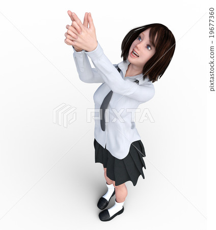 指向用兩隻手的女學生俯視perming 3DCG例證材料 指向用兩隻手的女學生俯視perming 3DCG例證材料 19677360