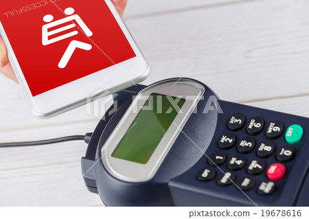 Composite image of payment successful on screen Composite image of payment successful on screen 19678616