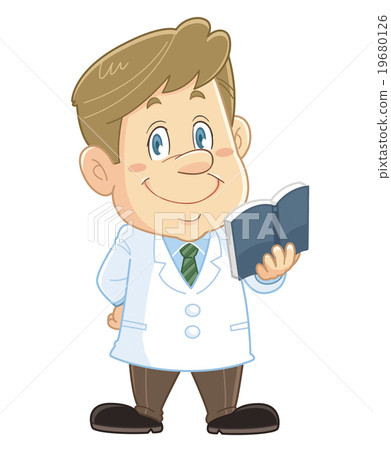 Comical and cute figure of a professor / scholar / researcher wearing a white coat illustration | Iwasa Masayoshi 19680126