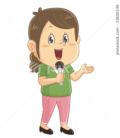 A comical and cute figure of a television announcer · reporter with a microphone | Iwasa Masayoshi 19680146