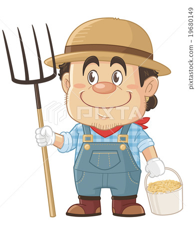 A comical and cute figure of a dairy farmer engaged in livestock farming | Iwa Masayoshi 19680149