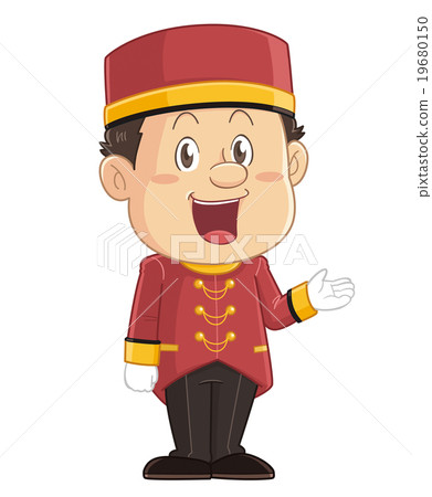 A comical and cute figure of Doaman · Hotel Man guiding · Iwasuta Masayoshi A comical and cute figure of Doaman · Hotel Man guiding · Iwasuta Masayoshi 19680150