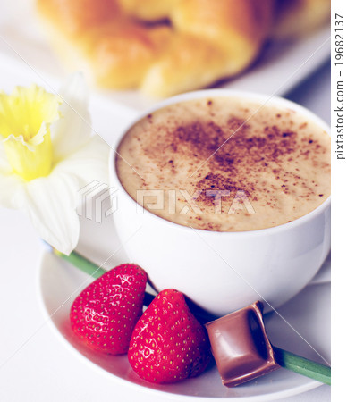 Decorated Photo Cafe Mocha Strawberries Chocolate Croissant Conc 19682137