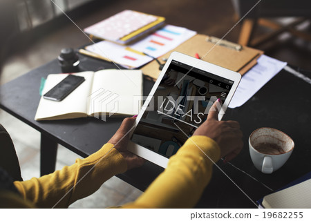 Woman Touch Screen Tablet Ideas Concept 19682255