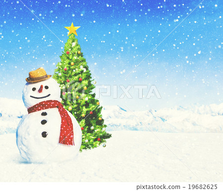 Christmas Holiday Christmas Tree Snowman Decoration Concept 19682625