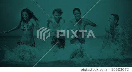 Group of People Summer Beach Vacation Carefree Concept 19683072