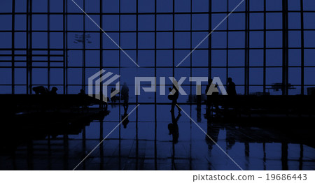 Back Lit Business People Traveling Airport Passenger Concept 19686443
