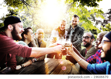 Diverse People Friends Hanging Out Drinking Concept Diverse People Friends Hanging Out Drinking Concept 19686670