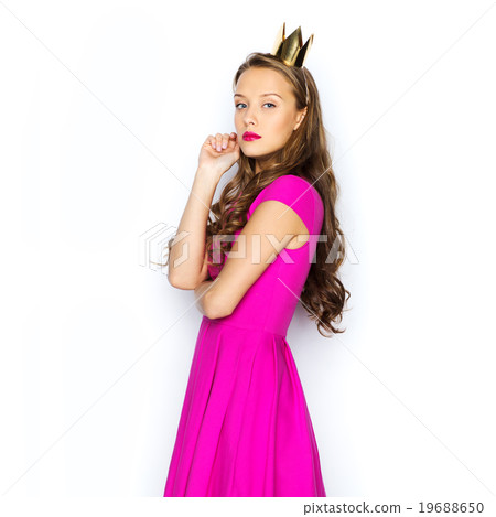 young woman or teen girl in pink dress 19688650