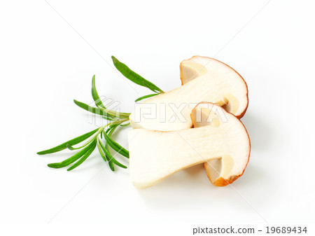 Halved edible mushroom 19689434