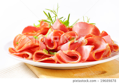 Sliced smoked pork ham 19689878