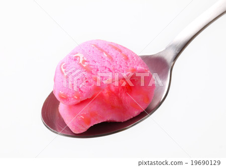 Pink ice cream on spoon Pink ice cream on spoon 19690129