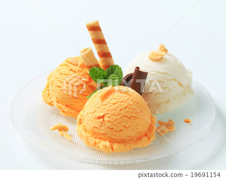 Ice cream with wafer rolls Ice cream with wafer rolls 19691154