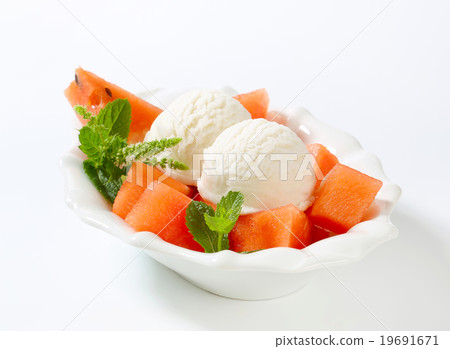 White ice cream with watermelon 19691671