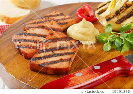 Grilled Leberkase with mustard Grilled Leberkase with mustard 19691876