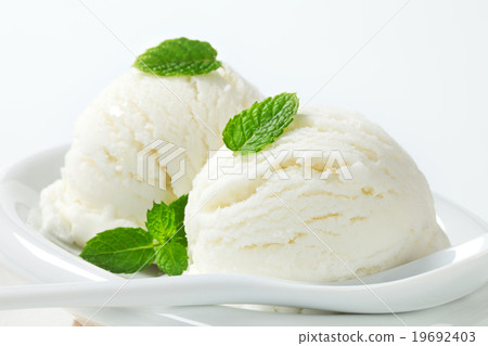 Two scoops of white ice cream Two scoops of white ice cream 19692403