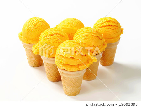 Yellow ice cream cones 19692893