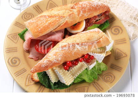 Cheese and ham sub sandwiches Cheese and ham sub sandwiches 19693078
