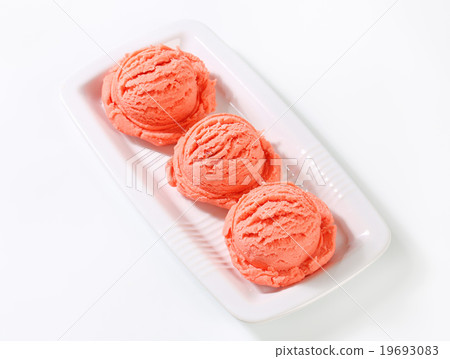 Scoops of pink fruit sherbet Scoops of pink fruit sherbet 19693083