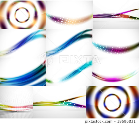 Abstract background set, blurred wave templates Abstract background set, blurred wave templates 19696831