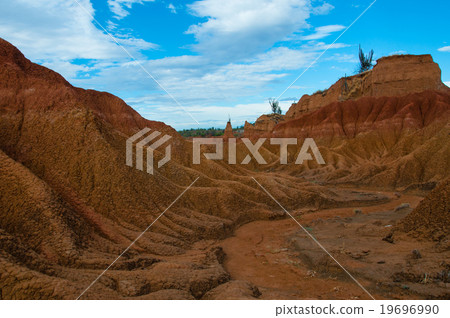 Drought valley red sandstone rock formation in hot Drought valley red sandstone rock formation in hot 19696990