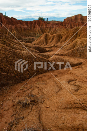 Drought valley red sandstone rock formation in hot 19696993