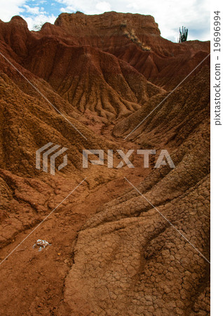 Drought valley red sandstone rock formation in hot 19696994