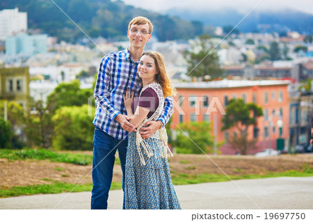 Romantic loving couple having a date in San Francisco Romantic loving couple having a date in San Francisco 19697750