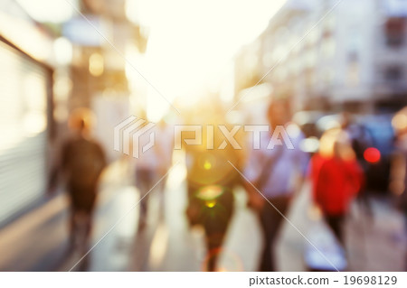people in bokeh, street of London 19698129