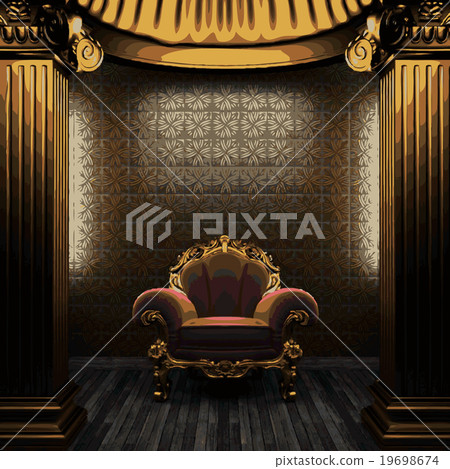vector bronze columns, chair and tile wall vector bronze columns, chair and tile wall 19698674