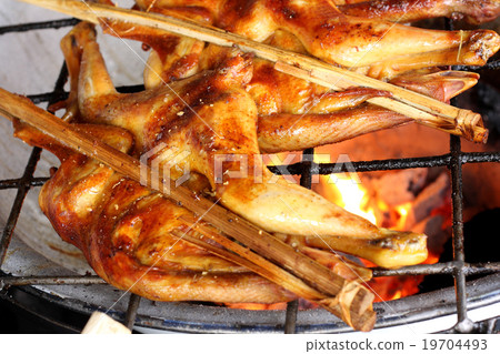 Grilled chicken (Street food),Thailand. Grilled chicken (Street food),Thailand. 19704493