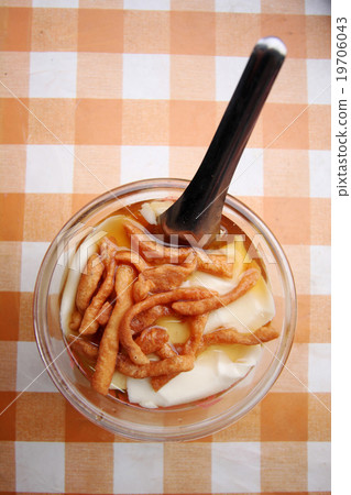 Tofu Dessert, Bean junket with hot gingered syrup. Tofu Dessert, Bean junket with hot gingered syrup. 19706043