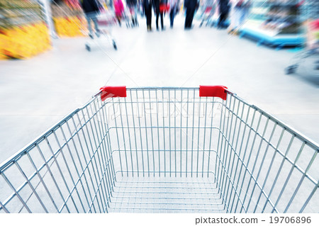 Empty trolley in supermarket 19706896