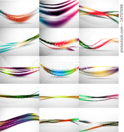 Set of blurred flowing waves backgrounds Set of blurred flowing waves backgrounds 19707098
