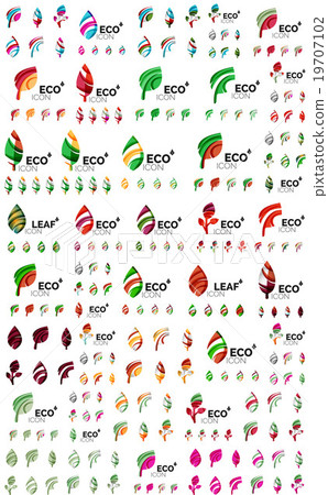 Set of geometric design eco leaves, go green Set of geometric design eco leaves, go green 19707102