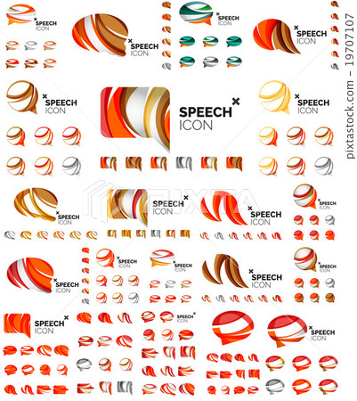 Set of speech bubble icons, overlapping shapes Set of speech bubble icons, overlapping shapes 19707107