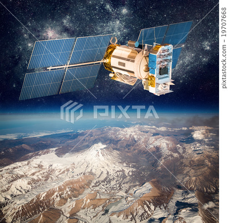 Space satellite over the planet earth Space satellite over the planet earth 19707668