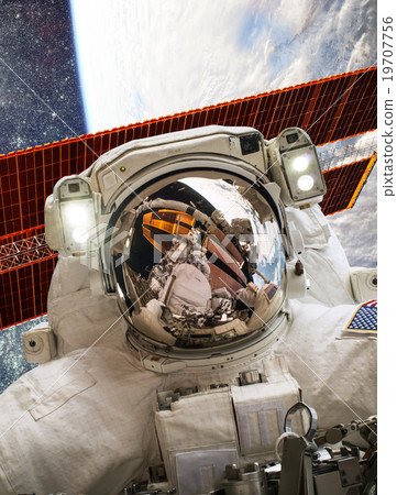 International Space Station and astronaut. International Space Station and astronaut. 19707756