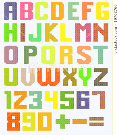 color latin alphabet by cross pattern for handwork 19708766