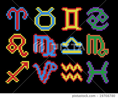 set of zodiac symbols set of zodiac symbols 19708780