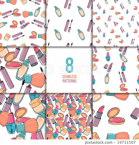 Makeup seamless pattern set 19711507