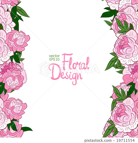 Vector border with peonies - Stock Illustration [19711554] - PIXTA