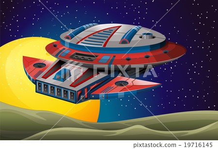 Spaceship flying in the dark space Spaceship flying in the dark space 19716145