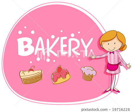 Banner design with baker and cake 19716228