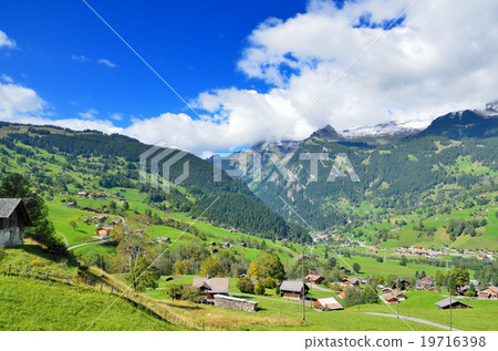 Alps scenery from the Swiss mountaineering railway car window 19716398