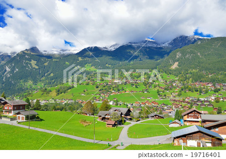 Alps scenery from the Swiss mountaineering railway car window 19716401
