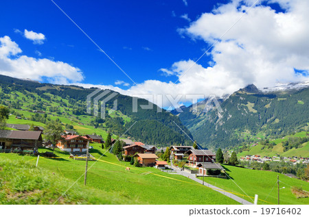 Alps scenery from the Swiss mountaineering railway car window 19716402