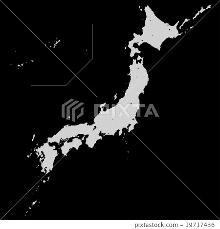 日本地圖點背景黑色 日本地圖點背景黑色 19717436